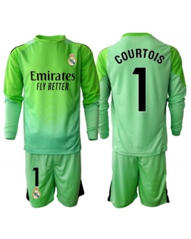 Real Madrid Thibaut Courtois #1 Portiere Maglia Gara Trasferta Repliche 2025-26 Bambino Maniche Lunghe